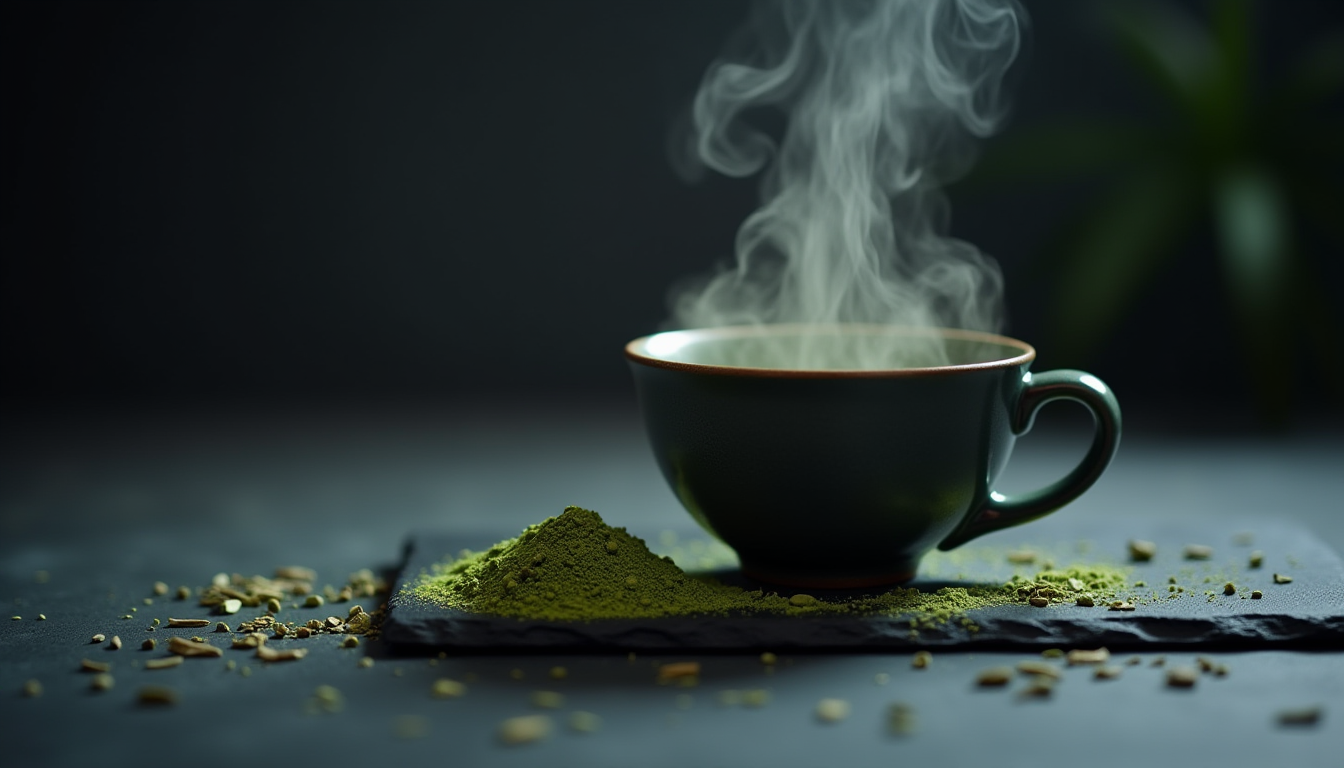 Tasse de thé dans une atmosphère calme évoquant une routine du soir